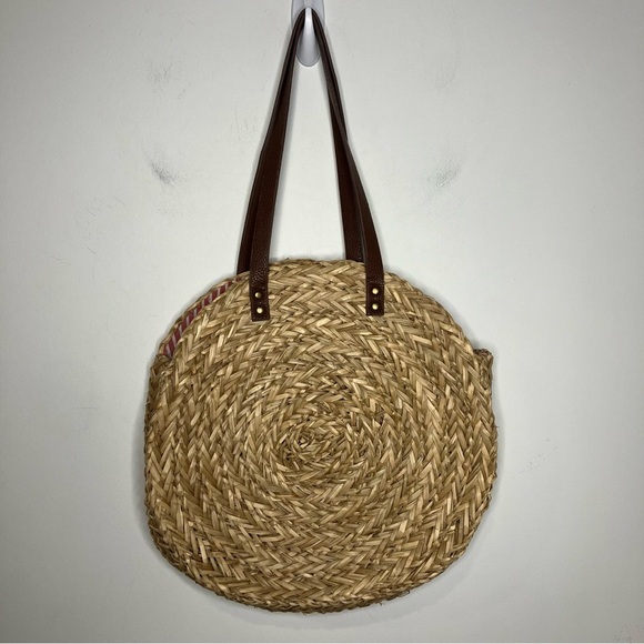 Joules Modena natural raffia round summer bag shoulder bag - Picture 4 of 12